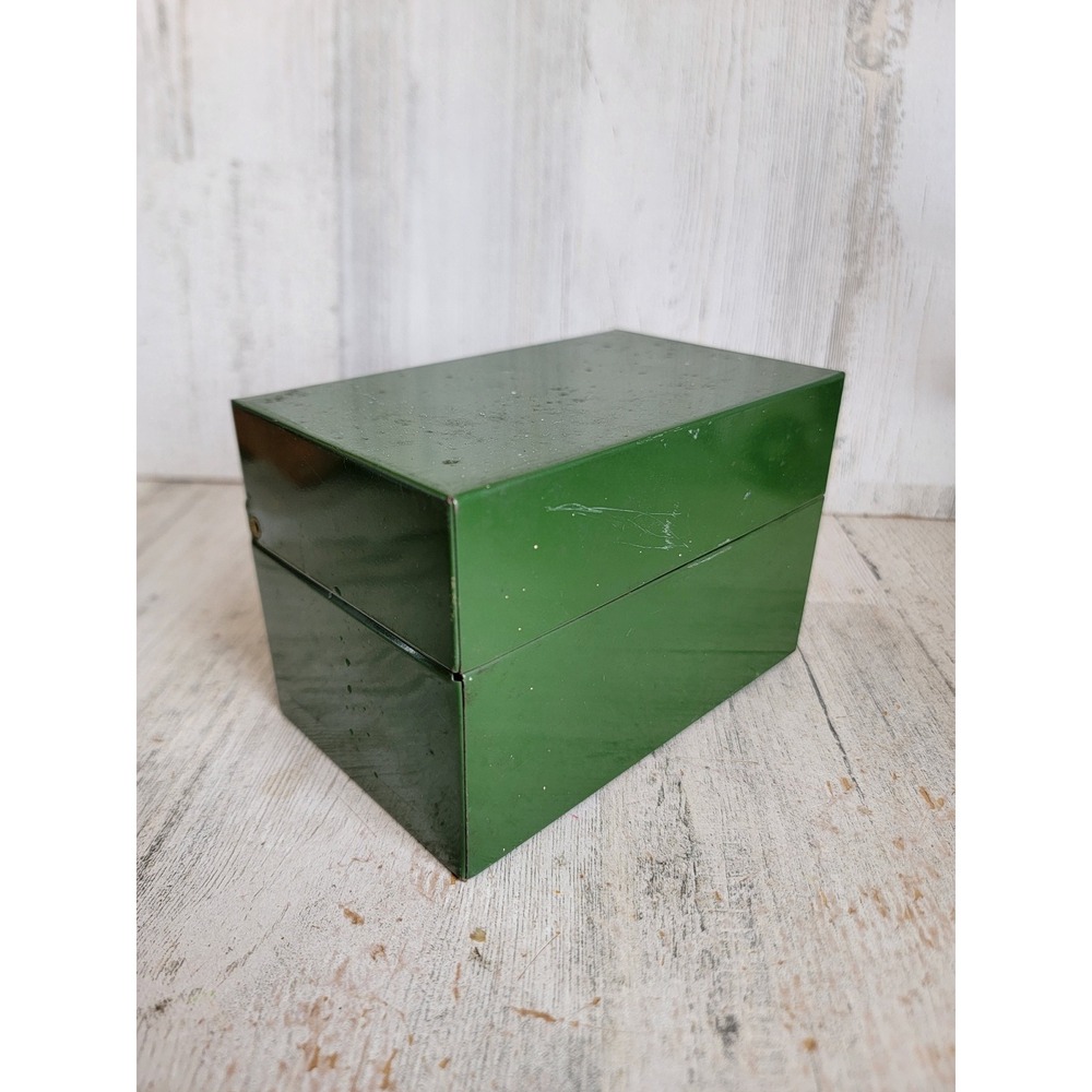 Oxford recipe box file card holder vintage unique Green grandma core Home decor